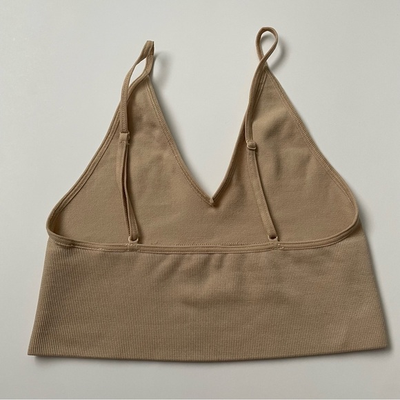 Sunday Best Ribbed Seamless Longline Bra Top Medium Beige Size Small - Picture 5 of 6